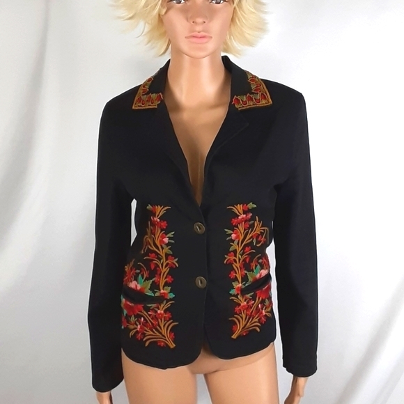 WE Floral Embroidered Black Jacket EUC - Picture 16 of 16